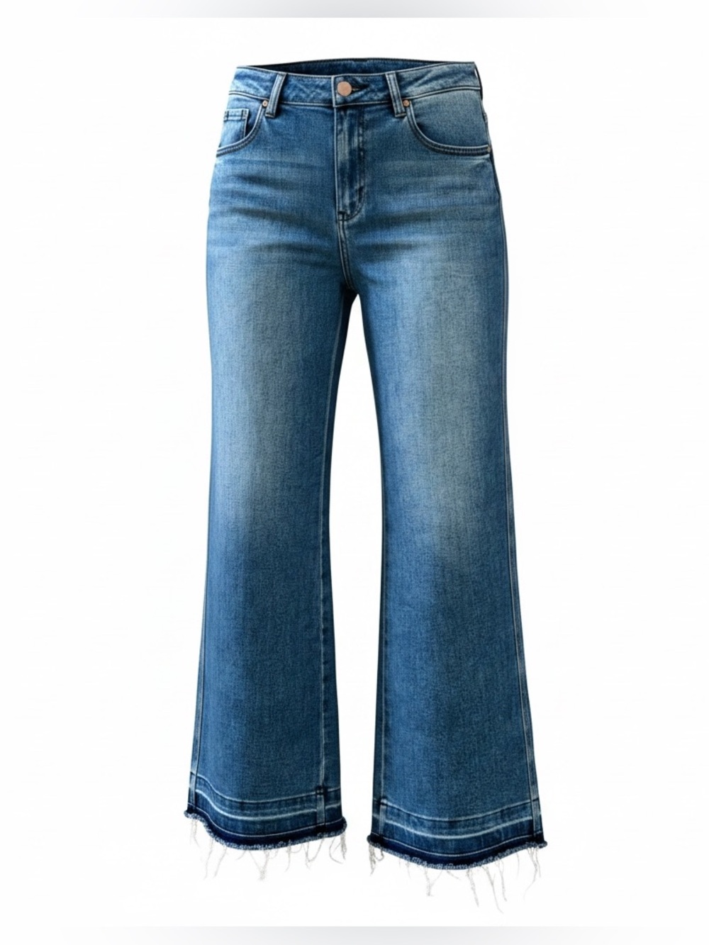 Risen High-Rise Wide-Leg Jeans in Medium Blue - Size 13/31